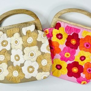 Flower Boho Clutch In Pink
